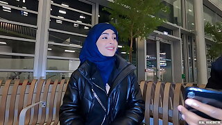 Iranian unsubtle Nadja is wearing a hijab and gets anally fucked involving the john and involving a hallway to pay for the plane!!!