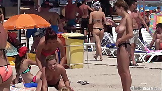 Broad in the beam Tits Topless Horny puberty Beach Voyeur Bikini HD Video Spycam